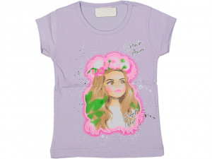 TRICOU CROWN FLOWER PENTRU FETITE, 100% BUMBAC MOV