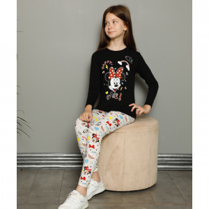 Compleu 2 piese Minnie So Cute, Bumbac, Negru