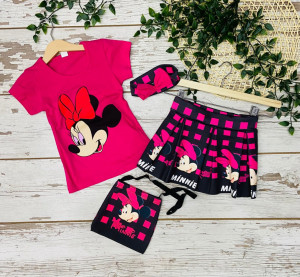 Compleu 4 piese Minnie Mouse pentru Fetite, Roz