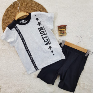 Compleu Action pentru baietei, 100% Bumbac Negru