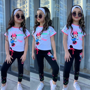 Compleu Love Minnie pentru fetite, 100% Bumbac Alb