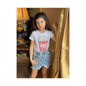COMPLEU POPCORN 2 piese fusta+bluza PENTRU FETITE
