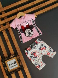 COMPLEU MINNIE CU PAIETE PENTRU FETITE, ROZ