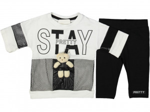 Compleu Stay Pretty pentru fete, 100% Bumbac Alb, 6-9 ani