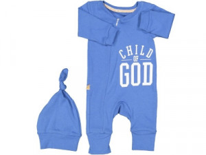 Salopeta Child of God, Albastra, Pentru Baietei, 100% Bumbac, 9-24 luni