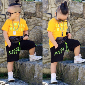 Compleu Always Looking pentru baieti, 100% Bumbac Galben