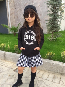 Compleu fetite Sis,bluza,fusta,caciula,bumbac