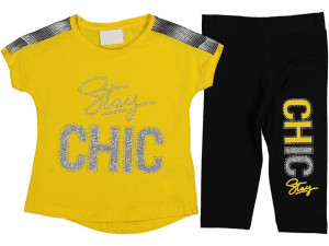 Compleu Galben, Chic, 100% Bumbac, Pentru Fetite, 6-9 ani