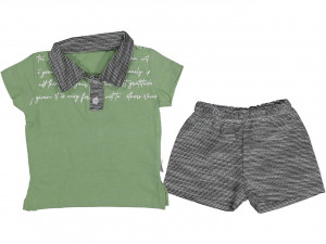 Compleu pantaloni si tricou, pentru baietei, verde,Bumbac 100%, 9-24 luni