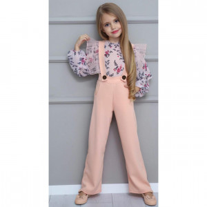 COMPLEU 2 PIESE SALOPETA SI BLUZA INFLORATA PENTRU FETE