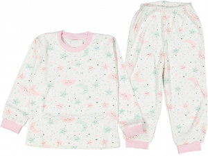 Pijama cu Stelute, Pentru Fetite, 100% Bumbac, Roz, 8-10 ani