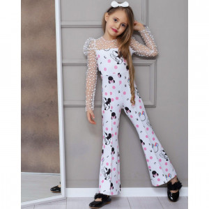 Salopeta Eleganta cu Bentita Minnie Mouse, Alb