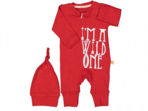Salopeta I'm a Wild One, Rosu, Pentru Baietei, 100% Bumbac, 9-24 luni