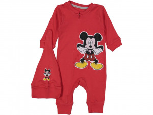Salopeta pentru copii Mickey Mouse, Rosu,Bumbac 100%, 9-24 luni
