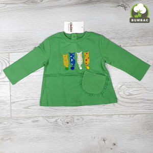 Bluzita copii cu pisoiasi, verde, 9-36 luni