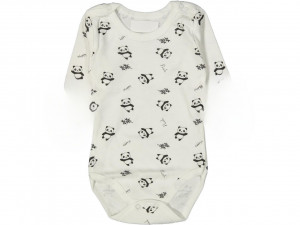 Body Panda, Alb, cu Maneca Scurta, 100% Bumbac, Pentru Bebelusi, 1-3 ani