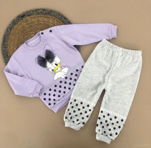 Compleu Daisy, Mov, 2 Piese, Bluza si Pantaloni, Pentru Fetite, 9-18 luni