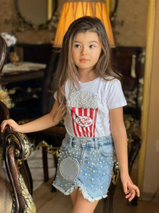 COMPLEU POPCORN 2 piese fusta+bluza PENTRU FETITE
