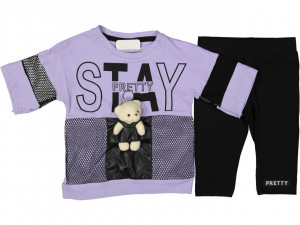 Compleu Stay Pretty pentru fetite, 100% Bumbac Mov, 2-5 ani
