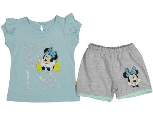 Compleu tricou si pantaloni scurti, Minnie Mouse, Turcoaz, 9-24 luni