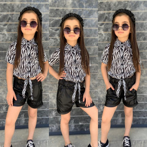 Compleu Zebra 2 piese pentru fete, Negru