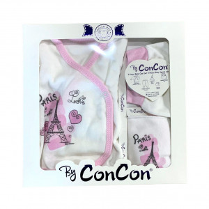 SET 5 PIESE PARIS PENTRU FETITE, 100% BUMBAC ROZ