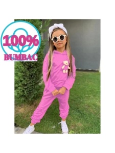 Trening Ursulet, Roz, Bumbac 100%, Pentru Fetite, 3-8 Ani