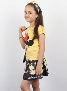 Compleu 4 piese Minnie Mouse pentru Fetite, Galben
