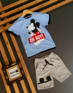 COMPLEU OH BOY PENTRU BAIETEI, ALBASTRU,Bumbac 100%
