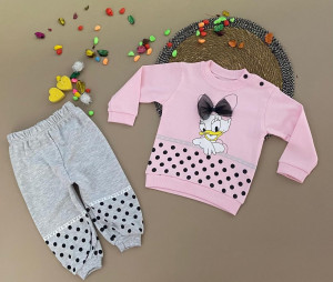 Compleu Daisy, Roz, 2 Piese, Bluza si Pantaloni, Pentru Fetite, 9-18 luni