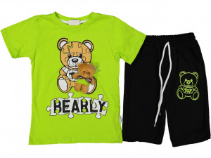 COMPLEU 2 PIESE BEARLY PENTRU COPII, 100% BUMBAC VERDE
