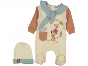 Salopeta cu Esarfa, Come With Us, Pentru Bebelusi, Bumbac 100%, 3-12 luni - Img 2