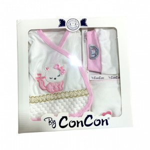 SET 5 PIESE PENTRU FETITE, PISICUTA 100% BUMBAC ROZ