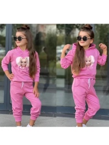 Trening Barbie, Roz, Bumbac 100%, Pentru Fetite, 3-7 Ani
