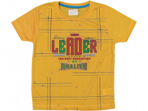 Tricou LEADER pentru baieti, 100% Bumbac Galben, 8-12 ani