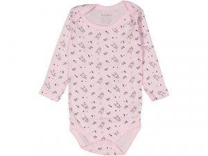 Body Iepuras, Roz, cu Maneca Lunga, 100% Bumbac, Pentru Bebelusi, 1-3 ani