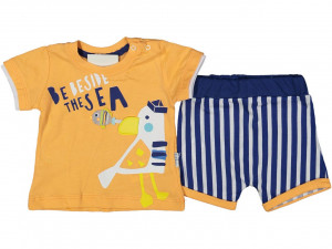 Compleu 2 piese pentru copii BESIDE THE SEA, 100% Bumbac Portocaliu, 9-24 luni