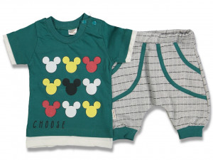 Compleu 2 piese, pentru copii, Mickey Mouse, verde, 9-24 luni