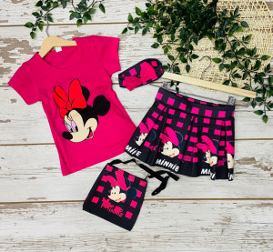 Compleu 4 piese Minnie Mouse pentru Fetite, Roz