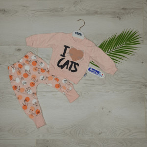 Compleu Fetite I Love Cats Orange