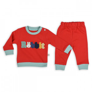 Compleu rebbit 2 piese pentru bebelusi, bumbac, rosu