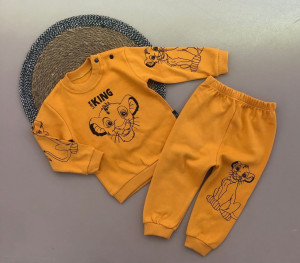 Compleu Regele Leu, Portocaliu, 2 Piese, Bluza si Pantaloni, Pentru Bebelusi, 9-18 luni