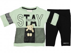 Compleu Stay Pretty pentru fetite, 100% Bumbac Verde, 2-5 ani