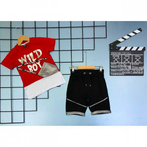 Compleu Wild Boy pentru baietei, 100% Bumbac Rosu