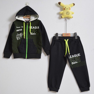 Trening Copii, 2 piese, Bumbac, Negru