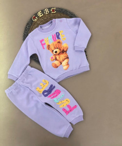 Trening Future Bear, Mov, 2 Piese, Hanorac si Pantaloni, Pentru Fetite, 9-18 luni