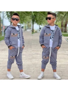 Trening Gri, The Boss, 100% Bumbac, Pentru Baietei, 4-12 Ani