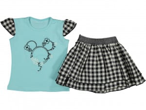 Compleu 2 piese Logo Minnie pentru fetite, Turcoaz, 1-3 ani