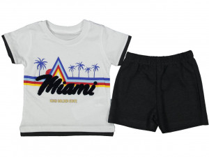Compleu 2 piese pentru copii MIAMI, 100% Bumbac Negru, 6-24 luni