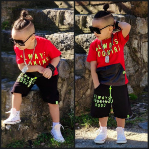 Compleu Always Looking pentru baieti, 100% Bumbac Rosu